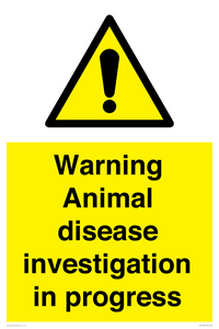 Warning Animal disease investigation in progress